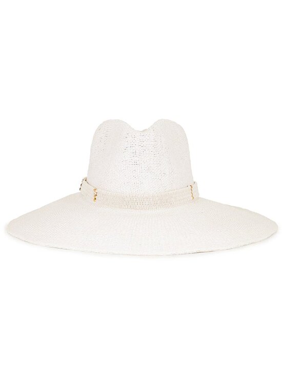 NEW Nikki Beach Saylor Hat in White Toyo Straw Wide Brim Fedora Sun Beach Hat